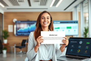 A person receiving an ultrafast loan with a high limit, symbolizing quick financial access.