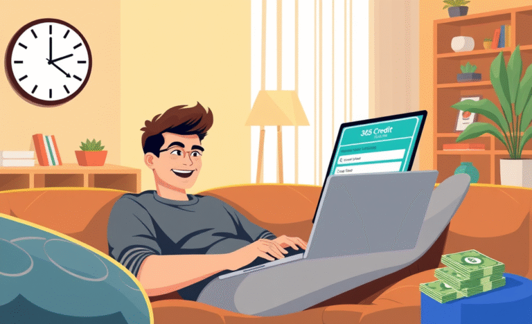 Illustration depicting a fast and easy process for obtaining a personal loan from 365 Credit