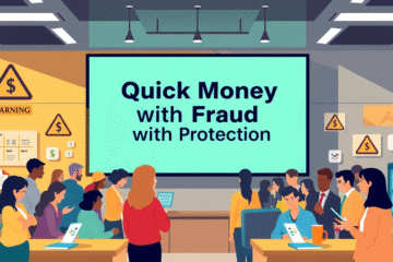 A person reviewing financial services focusing on quick cash options with fraud protection measures in place.