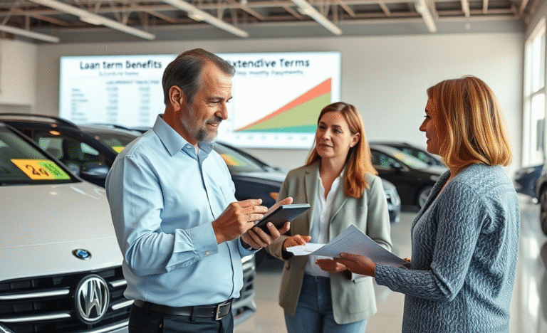 A visual representation of the advantages of automotive loans with extended terms and their benefits.