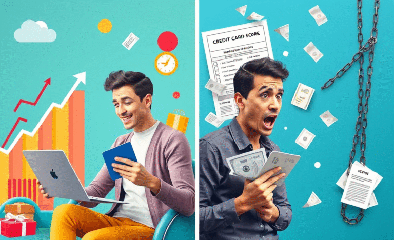 A person weighing the pros and cons of credit cards in terms of value and risk of debt.