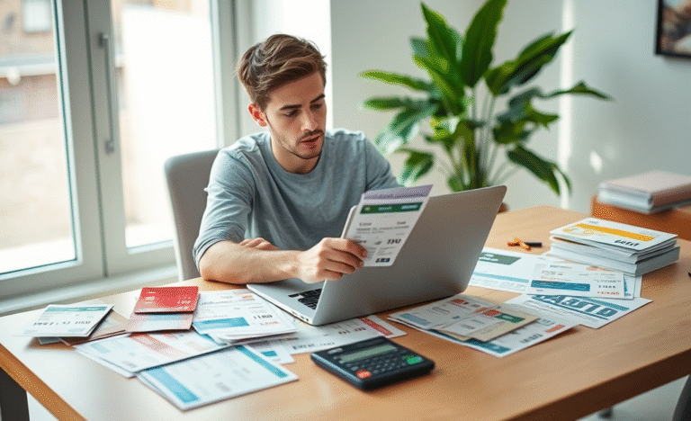 A person comparing different credit cards to choose the best options based on their needs.