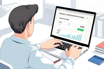 Illustration of increasing credit card limit with financial growth.