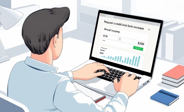 Illustration of increasing credit card limit with financial growth.