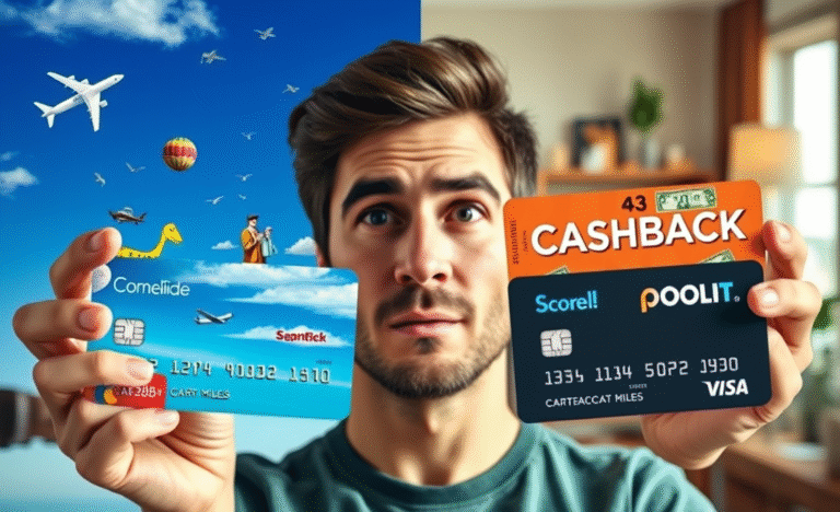 A comparison between credit cards offering miles and cashback rewards.
