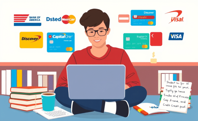 A student reviewing options for a credit card.