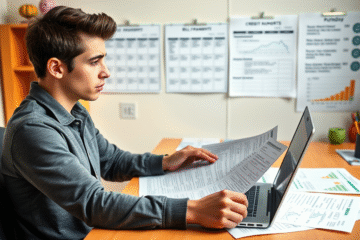 A person reviewing their credit report to recover from a negative rating.
