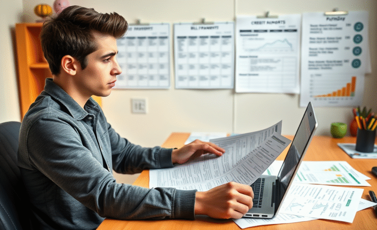 A person reviewing their credit report to recover from a negative rating.