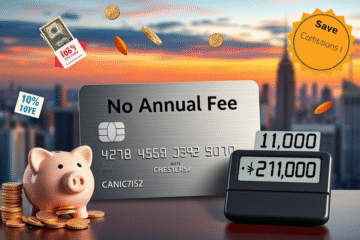 A graphic representing savings from a no annual fee credit card.