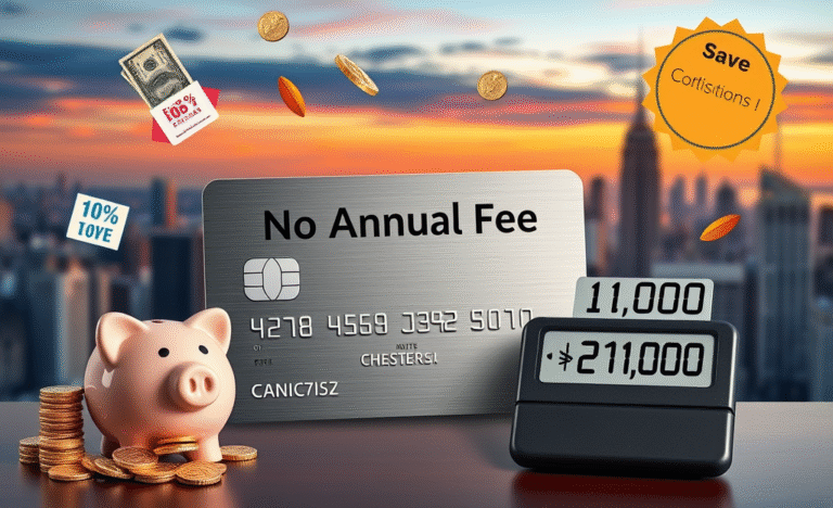 A graphic representing savings from a no annual fee credit card.