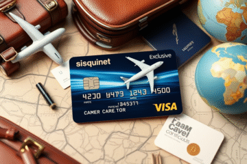 A credit card showcasing exclusive travel benefits and points accumulation.