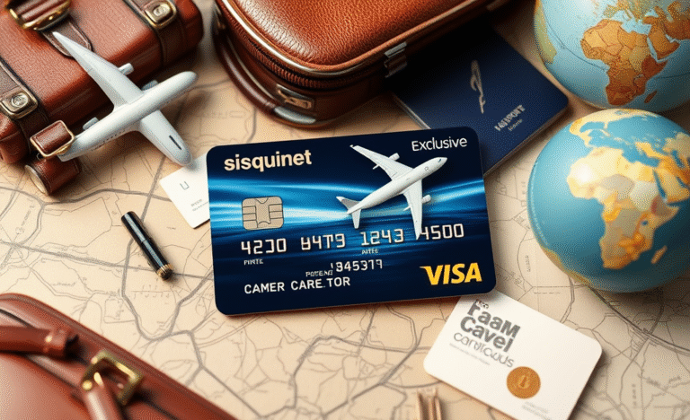 A credit card showcasing exclusive travel benefits and points accumulation.