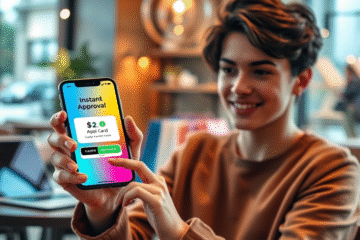 A user applying for an instant approval credit card on a mobile device.