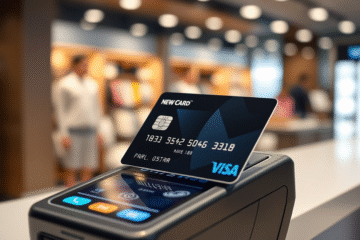 A modern credit card displaying contactless payment features alongside a virtual card representation.