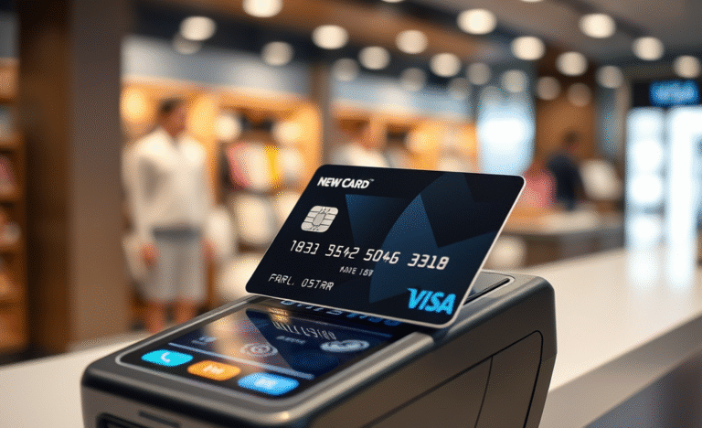 A modern credit card displaying contactless payment features alongside a virtual card representation.