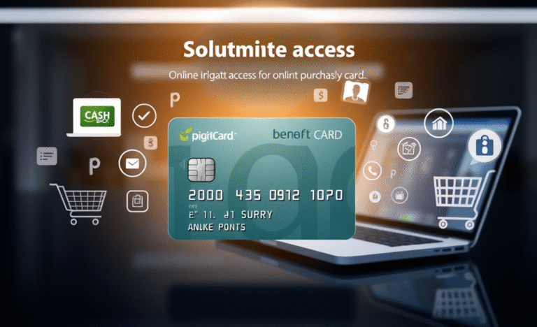 A digital credit card showcasing rewards benefits for online shopping.