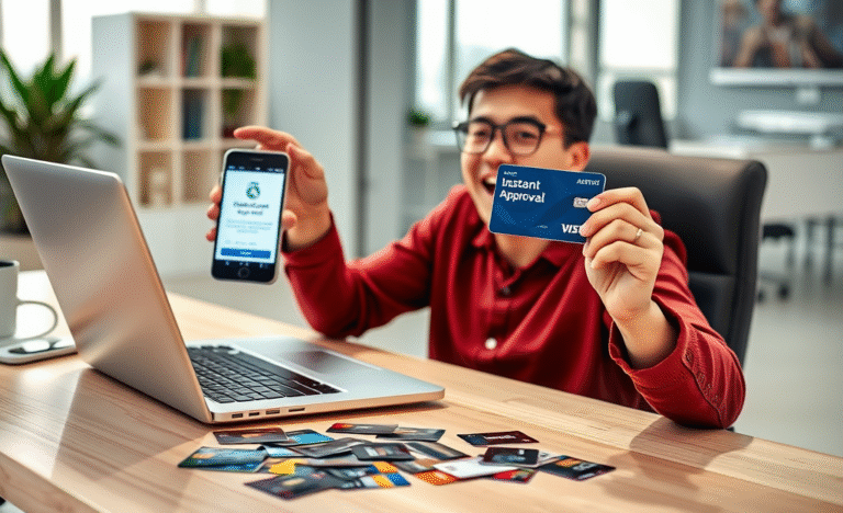An image illustrating the simplicity of online credit card registration and instant approval.