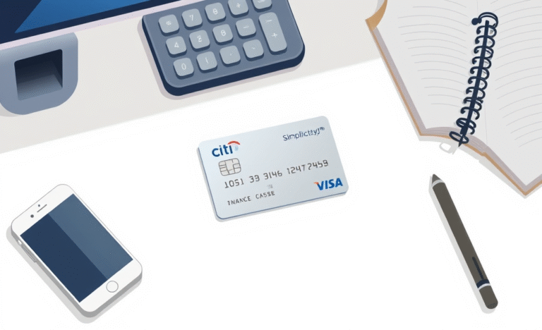 A credit card laid on a desk representing simplicity and efficiency in finance.