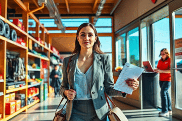 A person submitting a resume at a Canadian Tire store