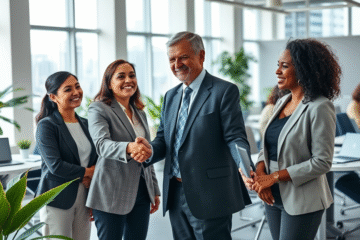 A professional setting showcasing new employees interacting and building relationships during their first days at work.